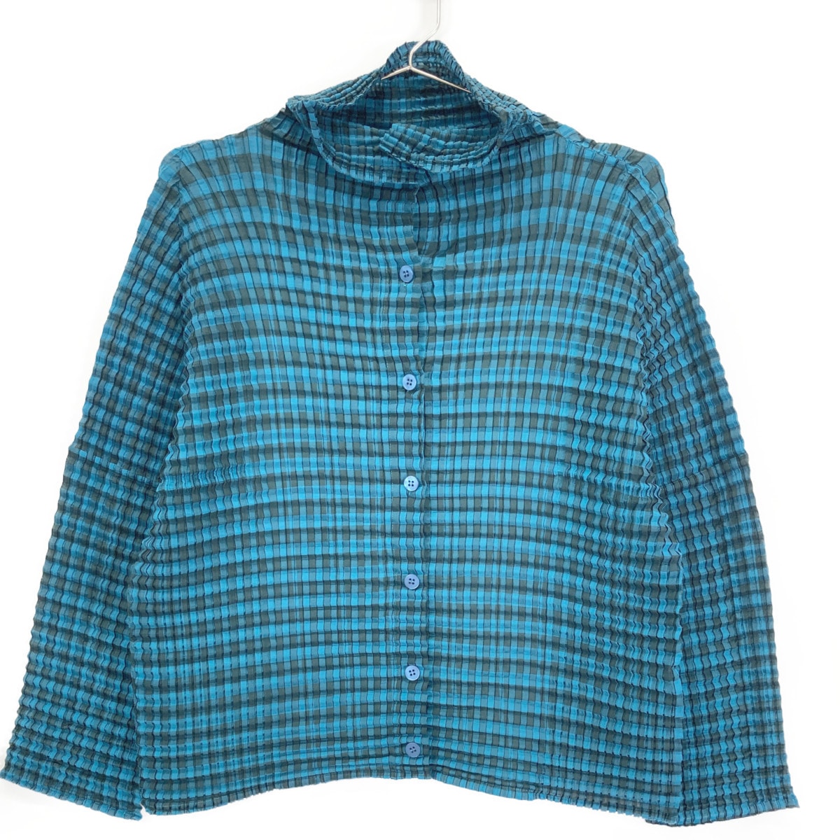 ミーイッセイミヤケ 23SS MI31FO262 ブルー チェック ワッフル シャツブラウス 記載なし