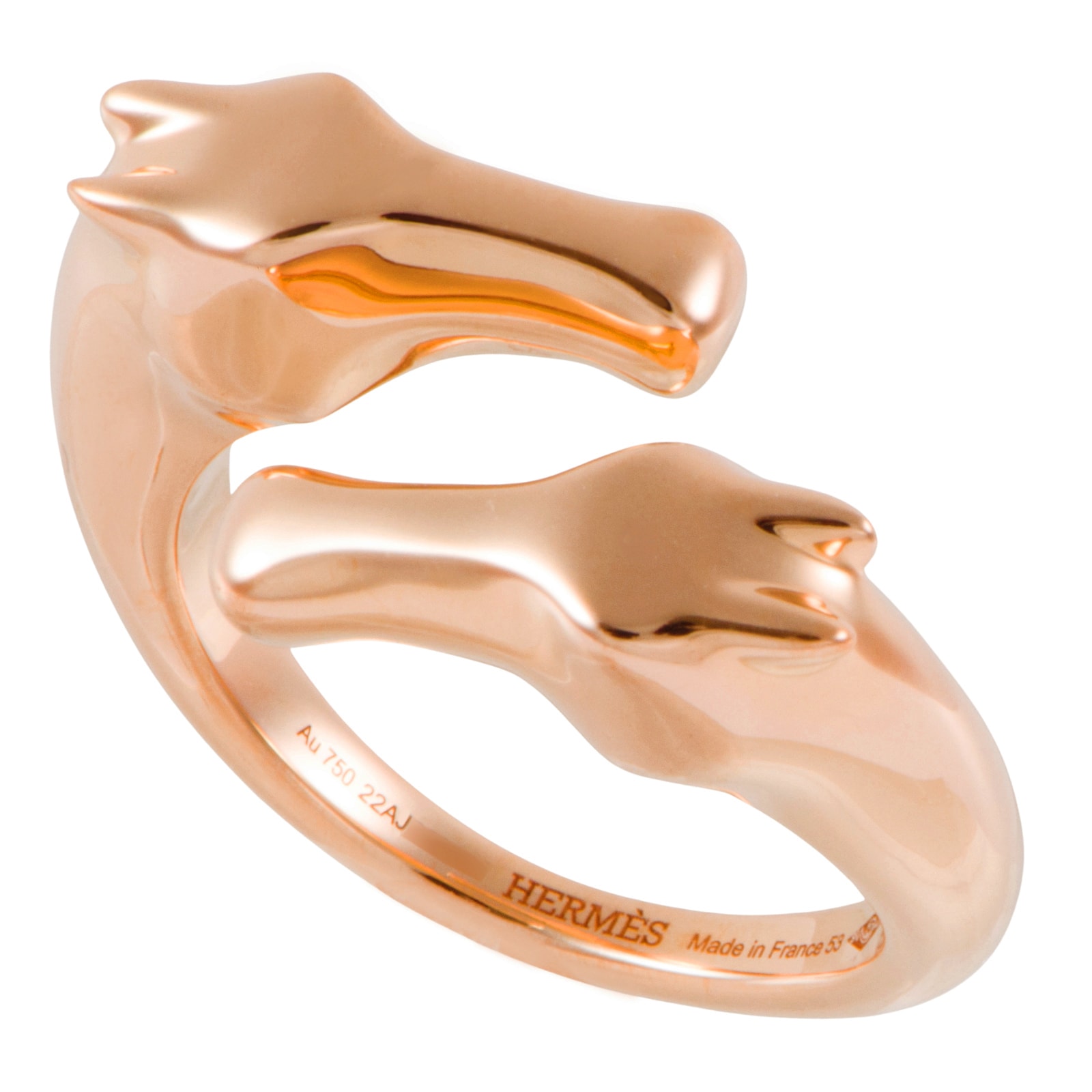 HERMES エルメス シェーヌダンクル ディヴィーヌPM リング・指輪 12号 ピンク ゴールド【中古】