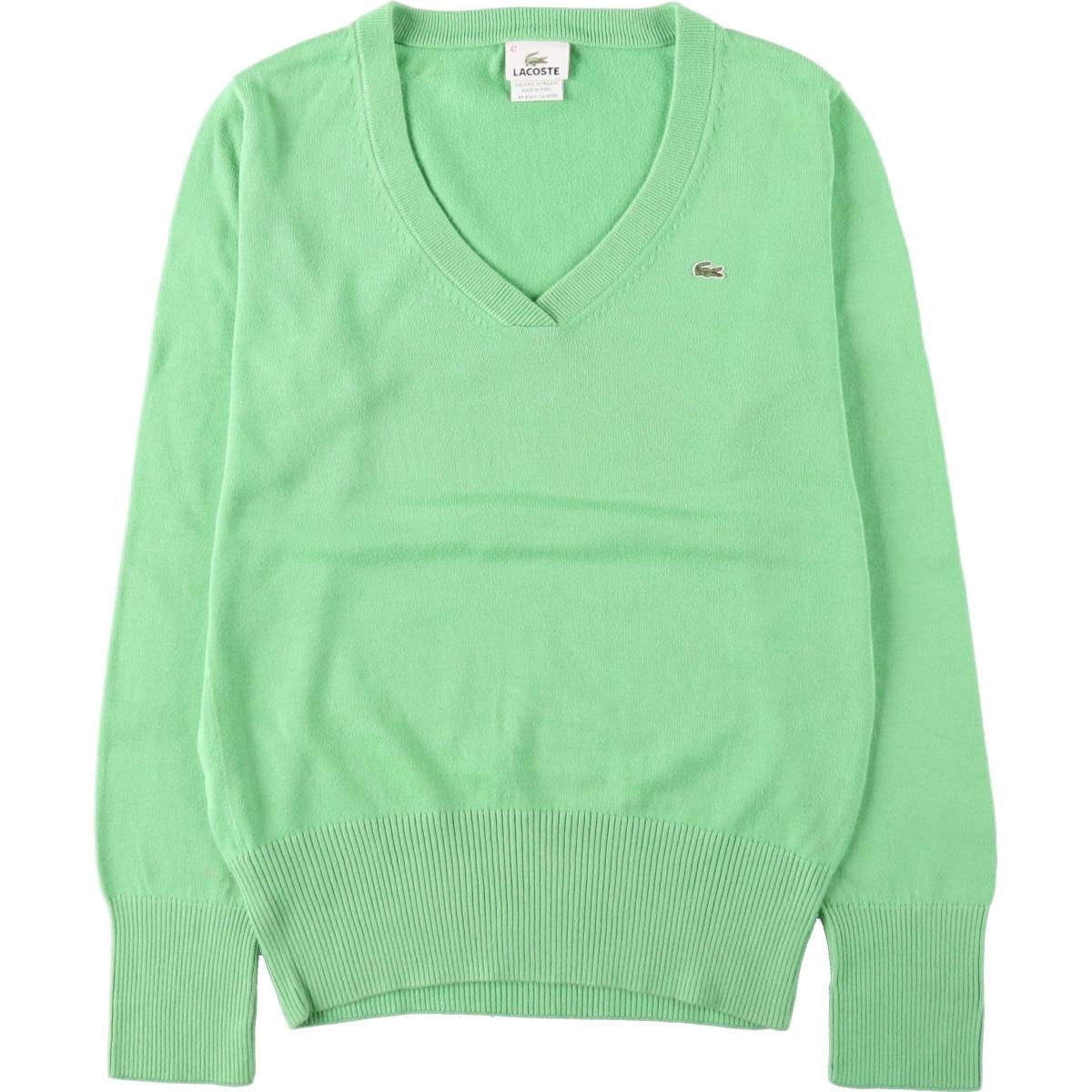 古着 ラコステ LACOSTE フランス企画 Vネック コットンニットセーター レディースM相当/eaa652757