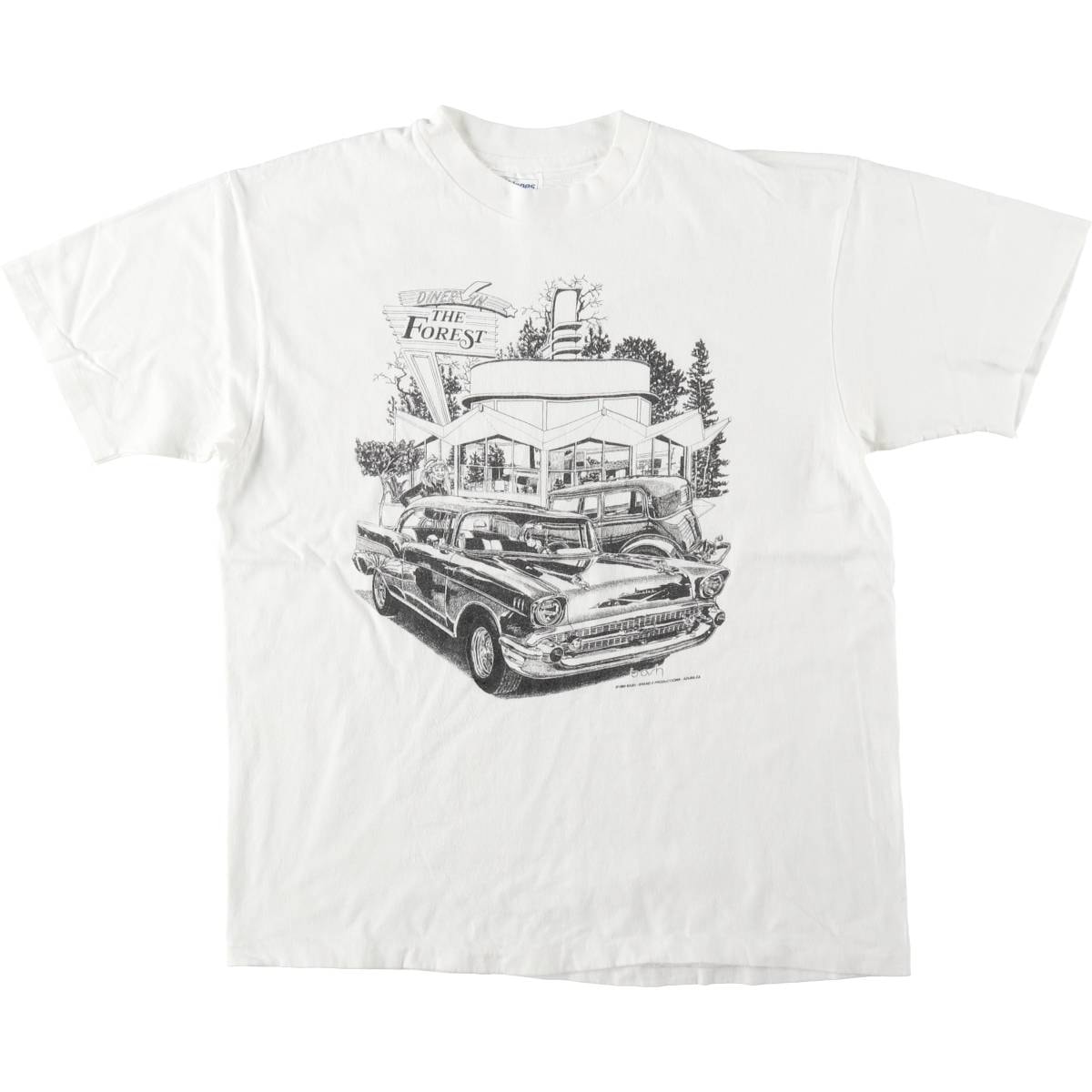 古着 80年代 ヘインズ Hanes BEEFY-T DINER IN THE FOREST アドバタイジングTシャツ USA製 メンズL相当 ヴィンテージ/eaa659649