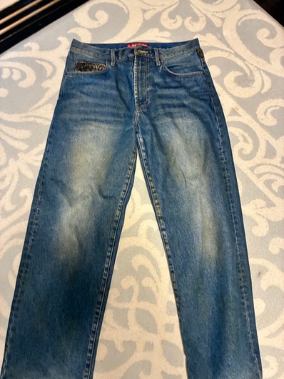 Supreme Leopard Faux Fur Loose Fit Jean "Washed Indigo"