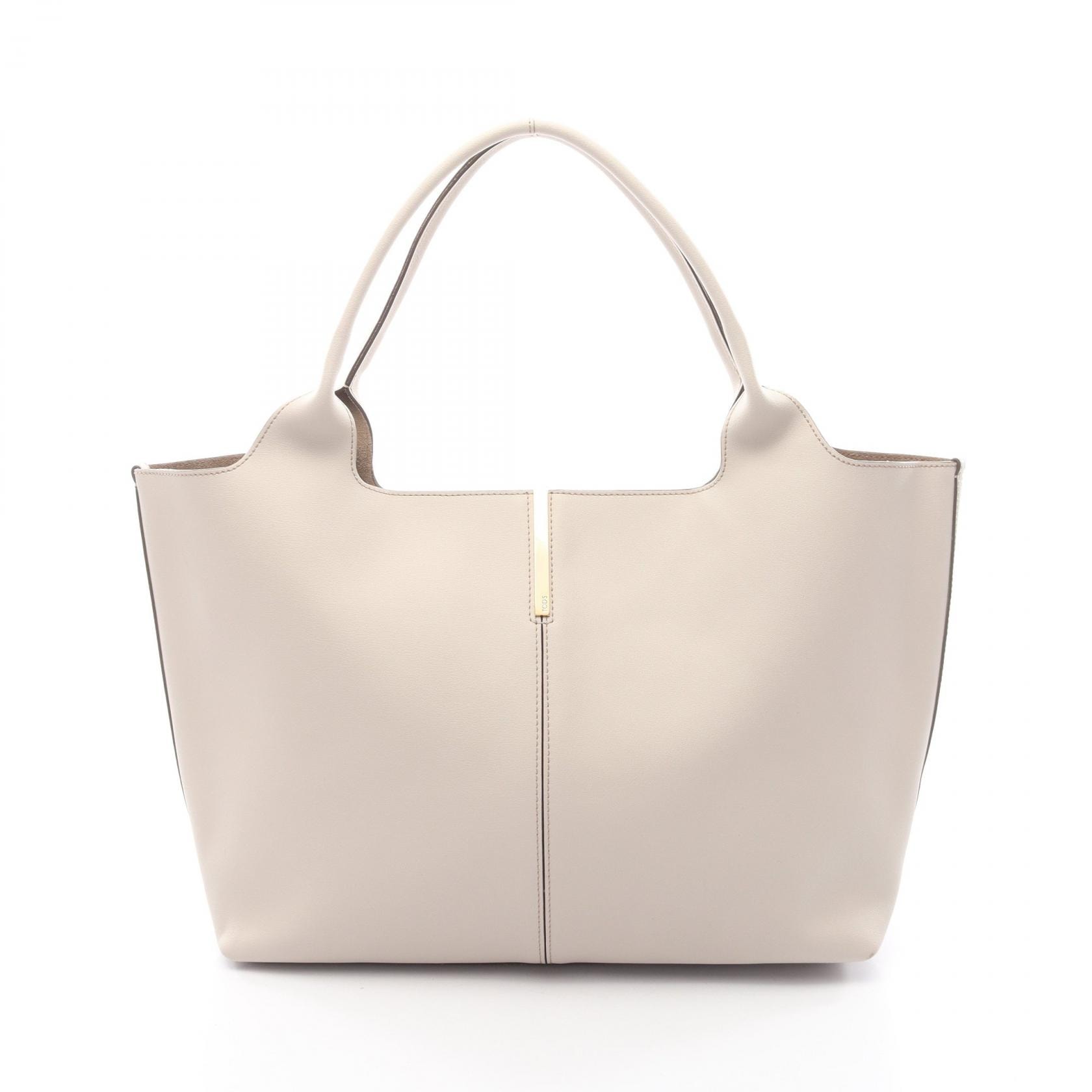 トッズ TOD'S ショッピング バッグ ミディアム トートバッグ バッグ レザー レディース グレー系 【中古】