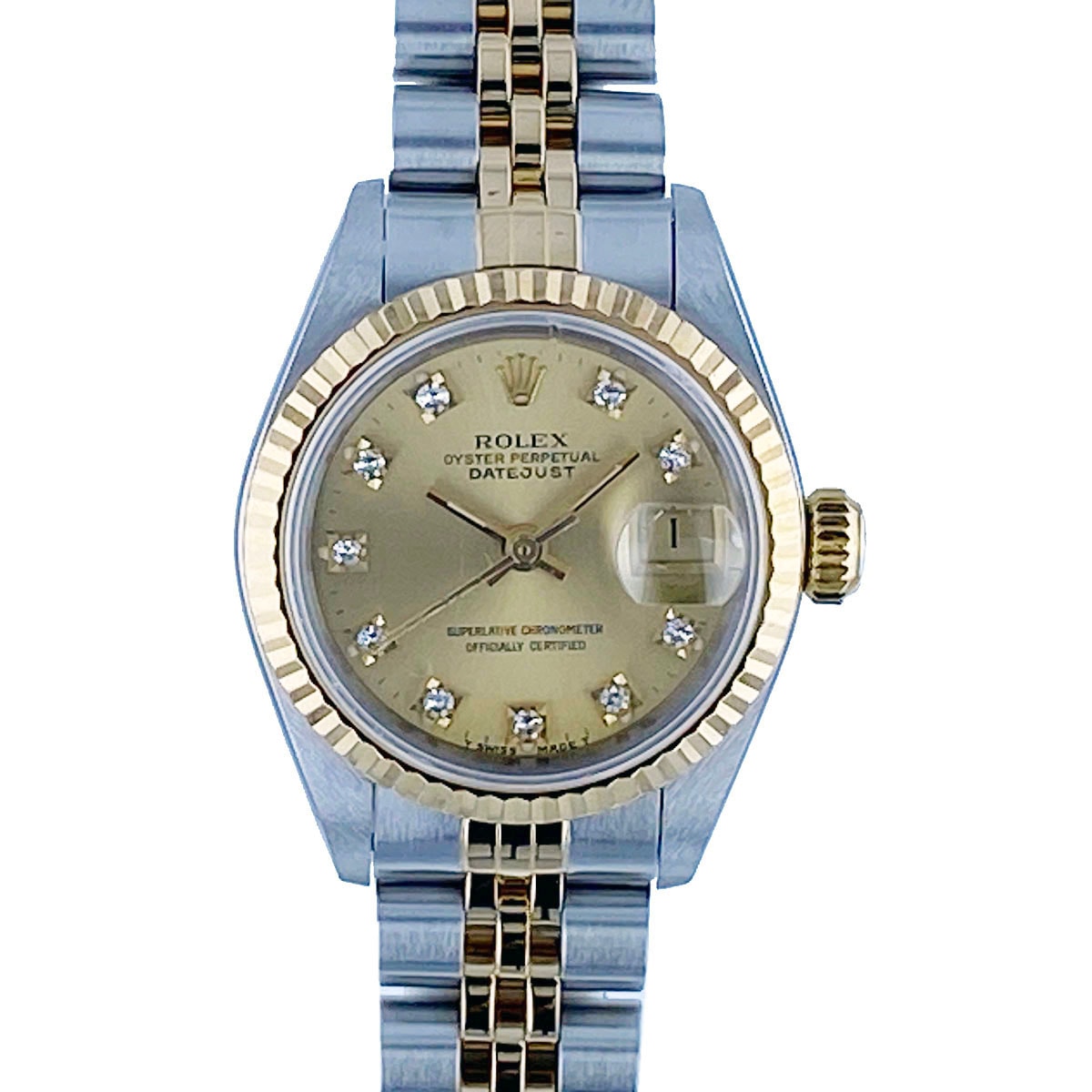 ROLEX ロレックス デイトジャスト 10P ゴールド 26mm 腕時計 69173G イエローゴールド ステンレススチール シルバー 自動巻き  レディース【中古】