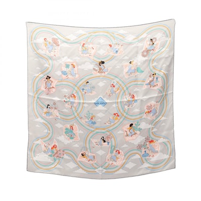 エルメス HERMES カレ70 CARRES VOLANTS スカーフ 衣料品 シルク シルク レディース グレー系 / マルチカラー 【中古】