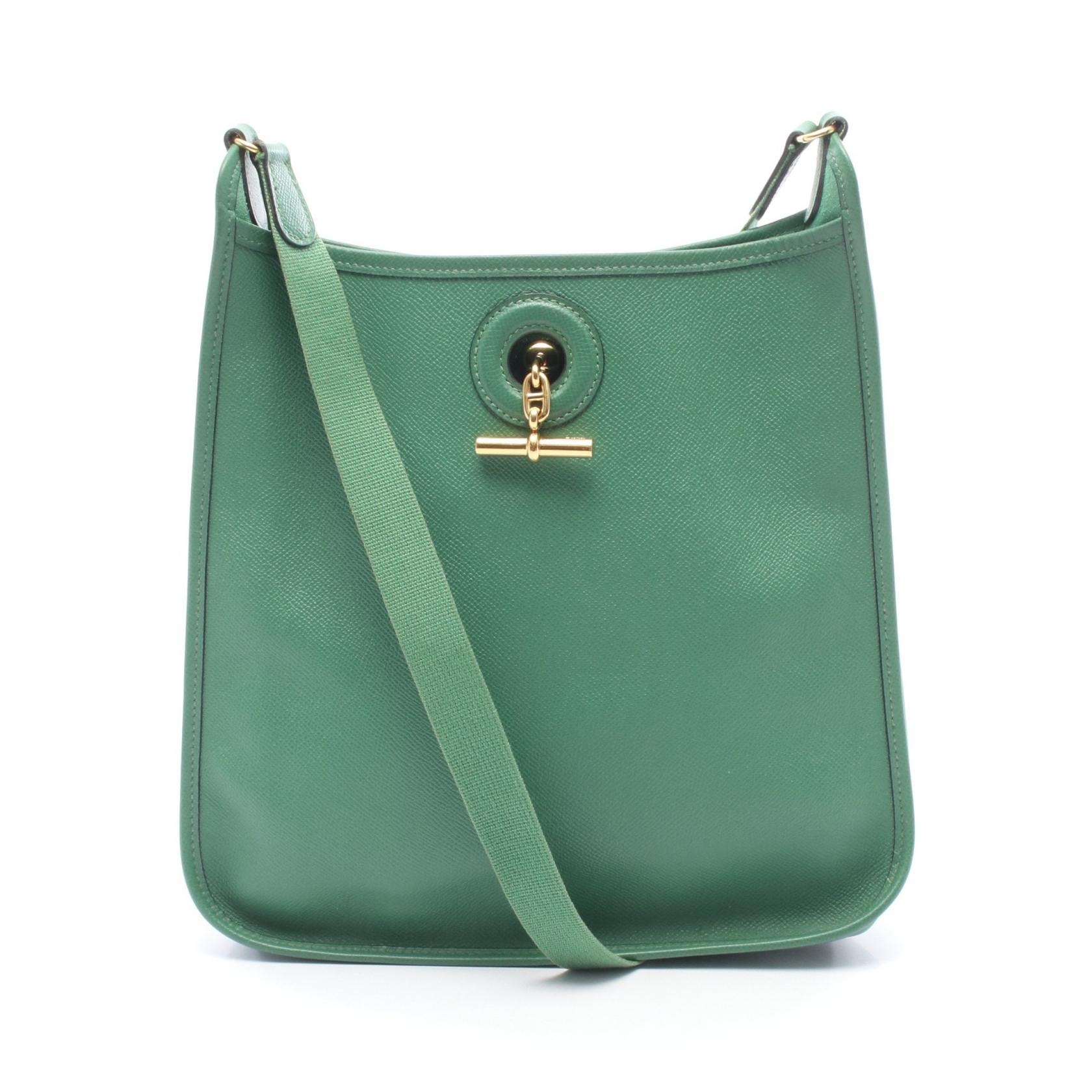 エルメス HERMES ヴェスパPM ショルダーバッグ バッグ レザー クシュベル □A刻印(1997年製造) レディース グリーン系 【中古】