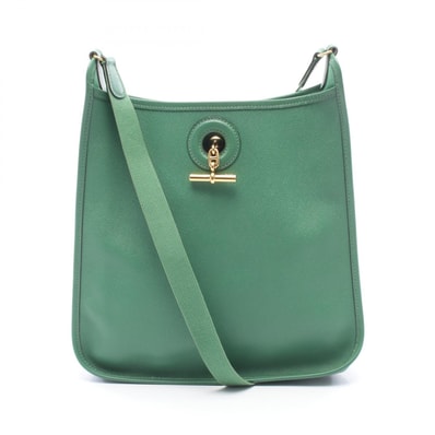 エルメス HERMES ヴェスパPM ショルダーバッグ バッグ レザー クシュベル □A刻印(1997年製造) レディース グリーン系 【中古】