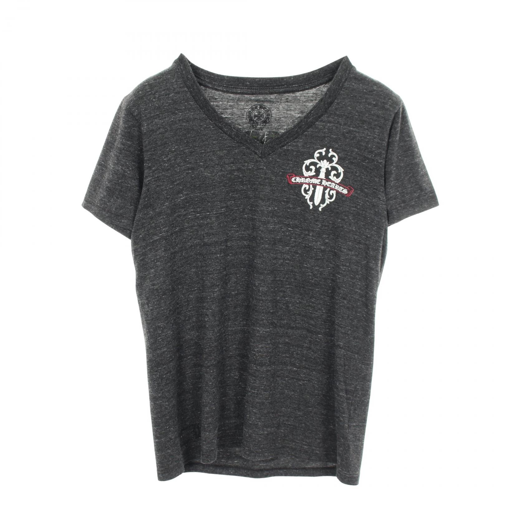 クロムハーツ CHROME HEARTS ダガープリント カモフラージュ Vネック 半袖Tシャツ 衣料品 トップス コットン ポリエステル メンズ グレー系 【中古】