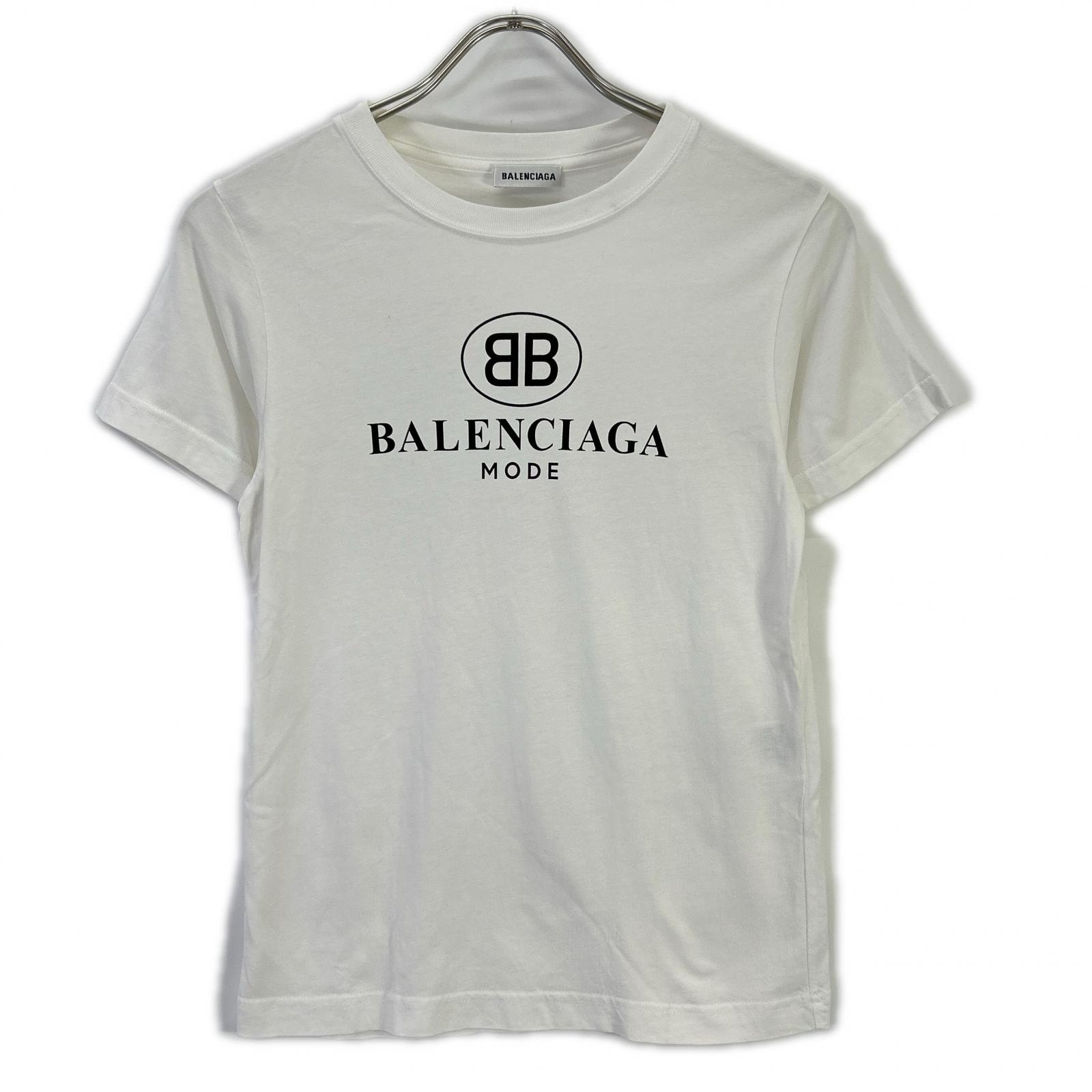 バレンシアガ 18年 556110 ホワイト ロゴ Tシャツ S