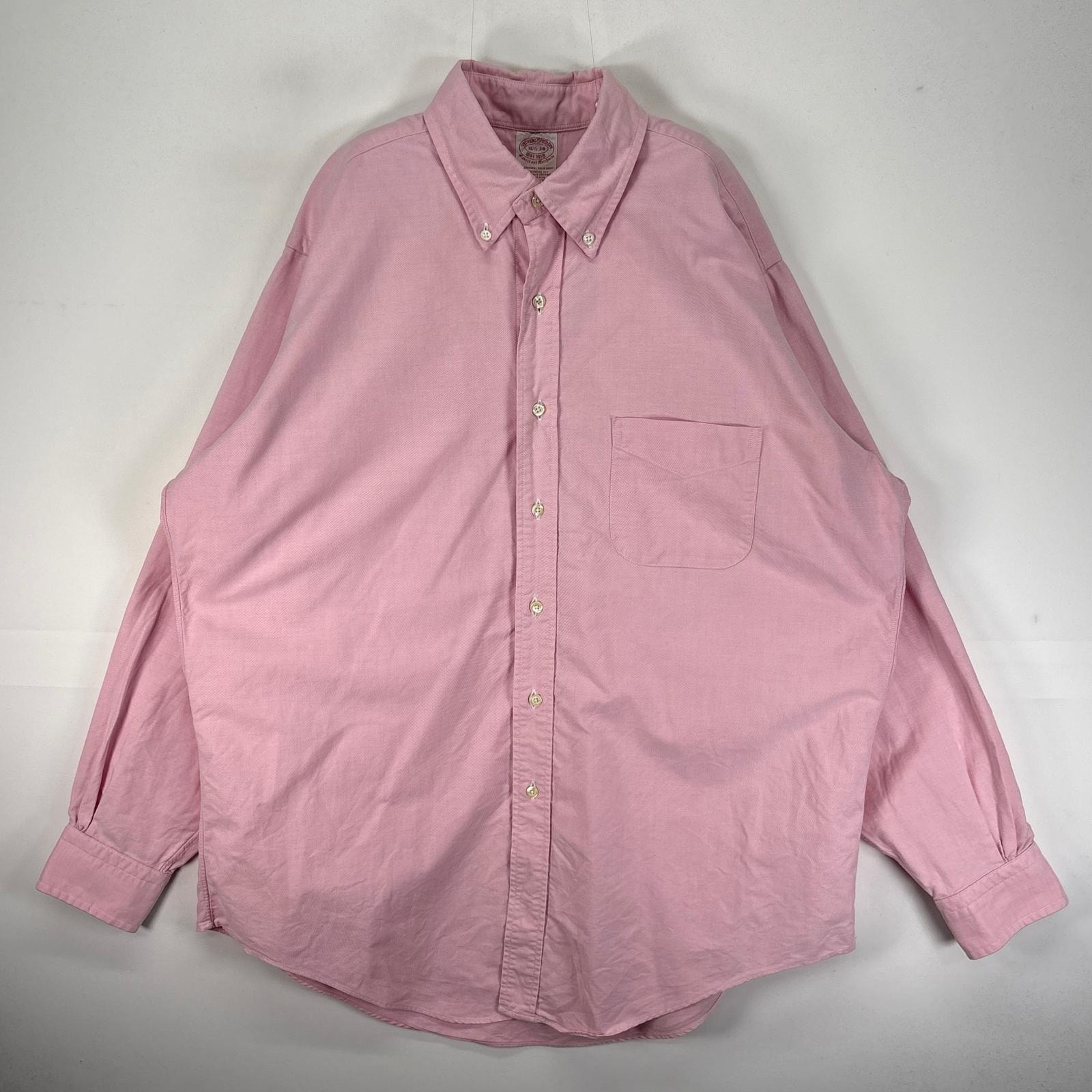 古着 90's/90年代 ヴィンテージ ブルックスブラザーズ Brooks Brothers 長袖シャツ ボタンダウン USA製 L  ピンク系 無地 メンズ