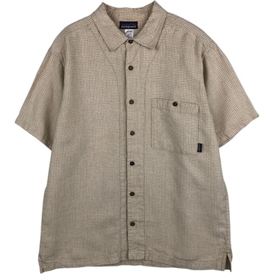 古着 00年代 パタゴニア Patagonia 53135S8 チェック柄 半袖 ヘンプシャツ メンズL相当/eaa625546