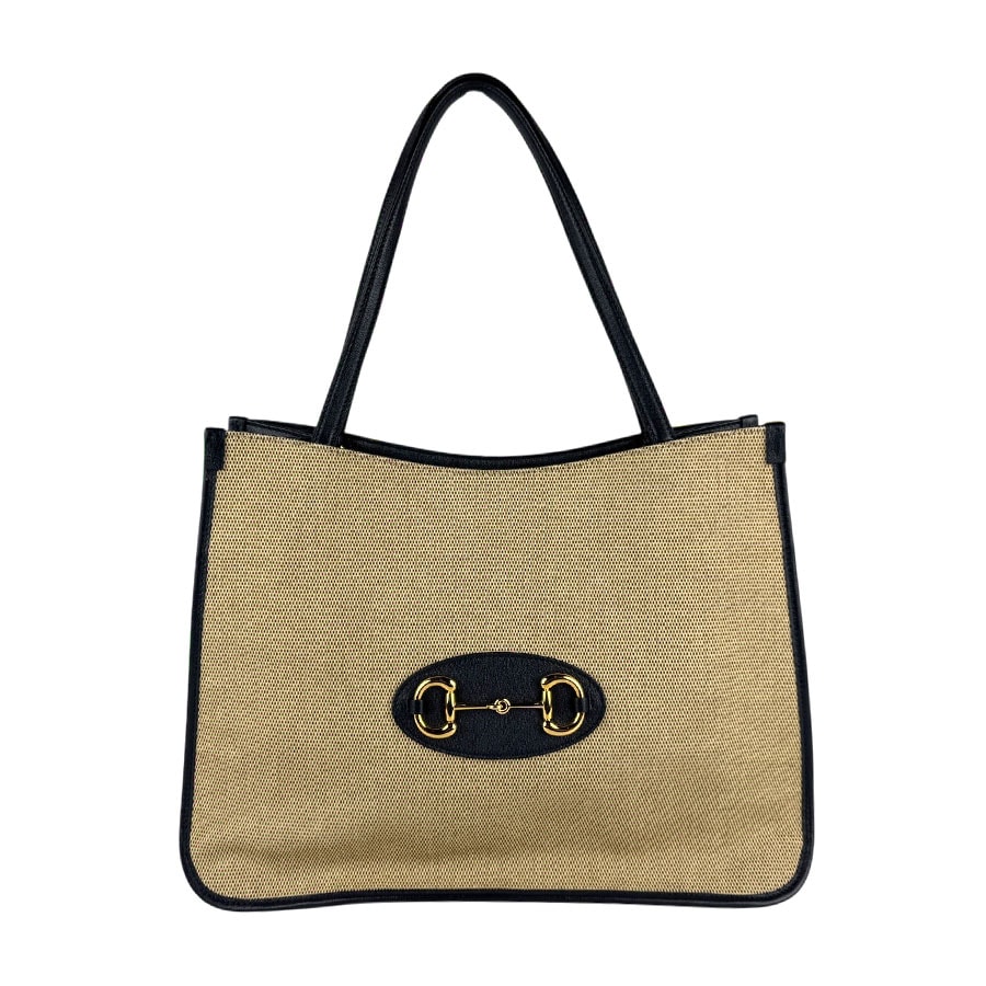 グッチ GUCCI ショルダーバッグ ホースビット キャンバス/レザー ネイビー×ナチュラル レディース 623694【中古】 z6612
