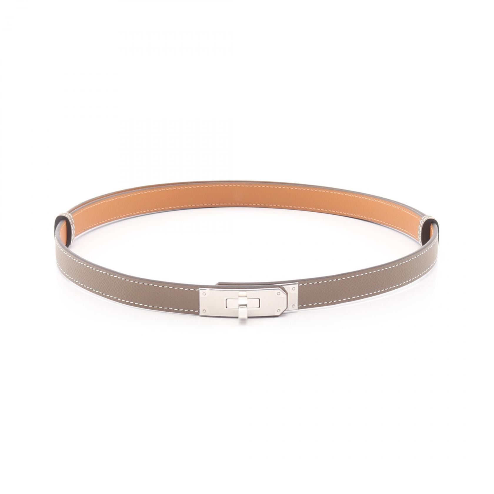 エルメス HERMES ケリーベルト エトゥープ ベルト 衣料品 レザー ヴォーエプソン エトゥープ W刻印(2024年製造) レディース グレー系 【中古】