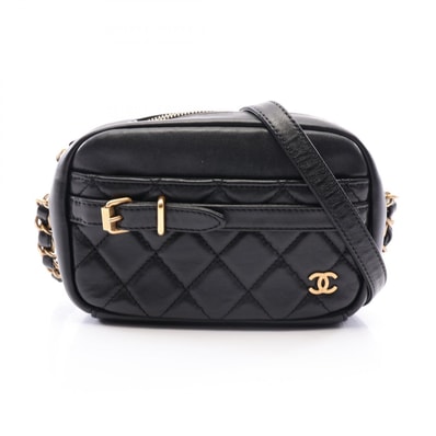 シャネル CHANEL マトラッセ スモール ショルダーバッグ バッグ レザー レディース ブラック系 【中古】