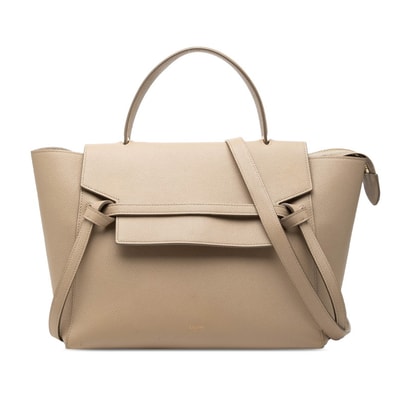 セリーヌ ベルトバッグ マイクロ ハンドバッグ ショルダーバッグ 2WAY ベージュ レザー レディース CELINE 【中古】