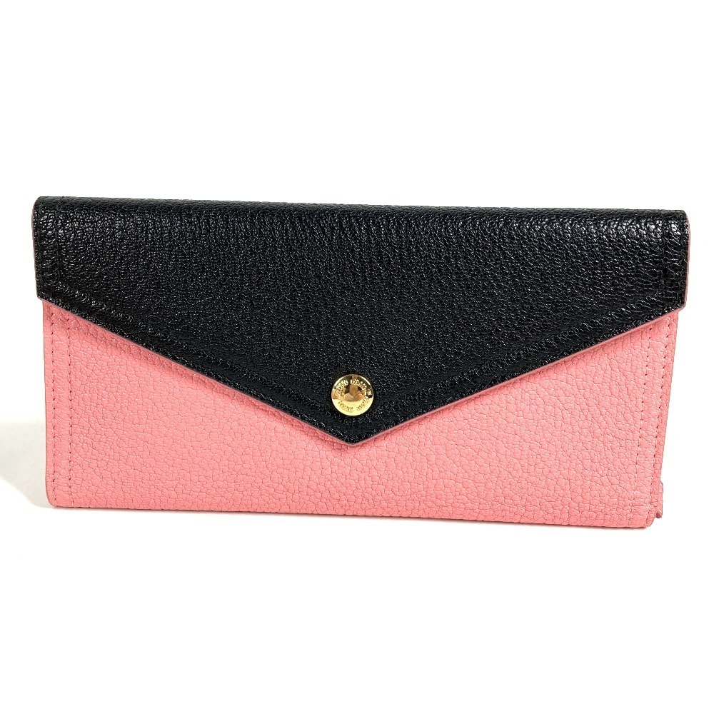 ミュウミュウ MIUMIU マドラス ロゴ バイカラー 5MH013 フラップ ロングウォレット 2つ折り 長財布 レザー ピンク 美品
