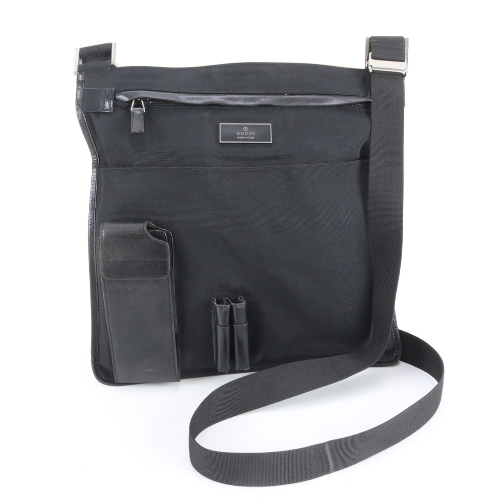 ■美品 グッチ019 0335 ショルダーバッグ レザー×ナイロン