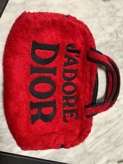Dior Pile Fabric Mini Pouch "Red"