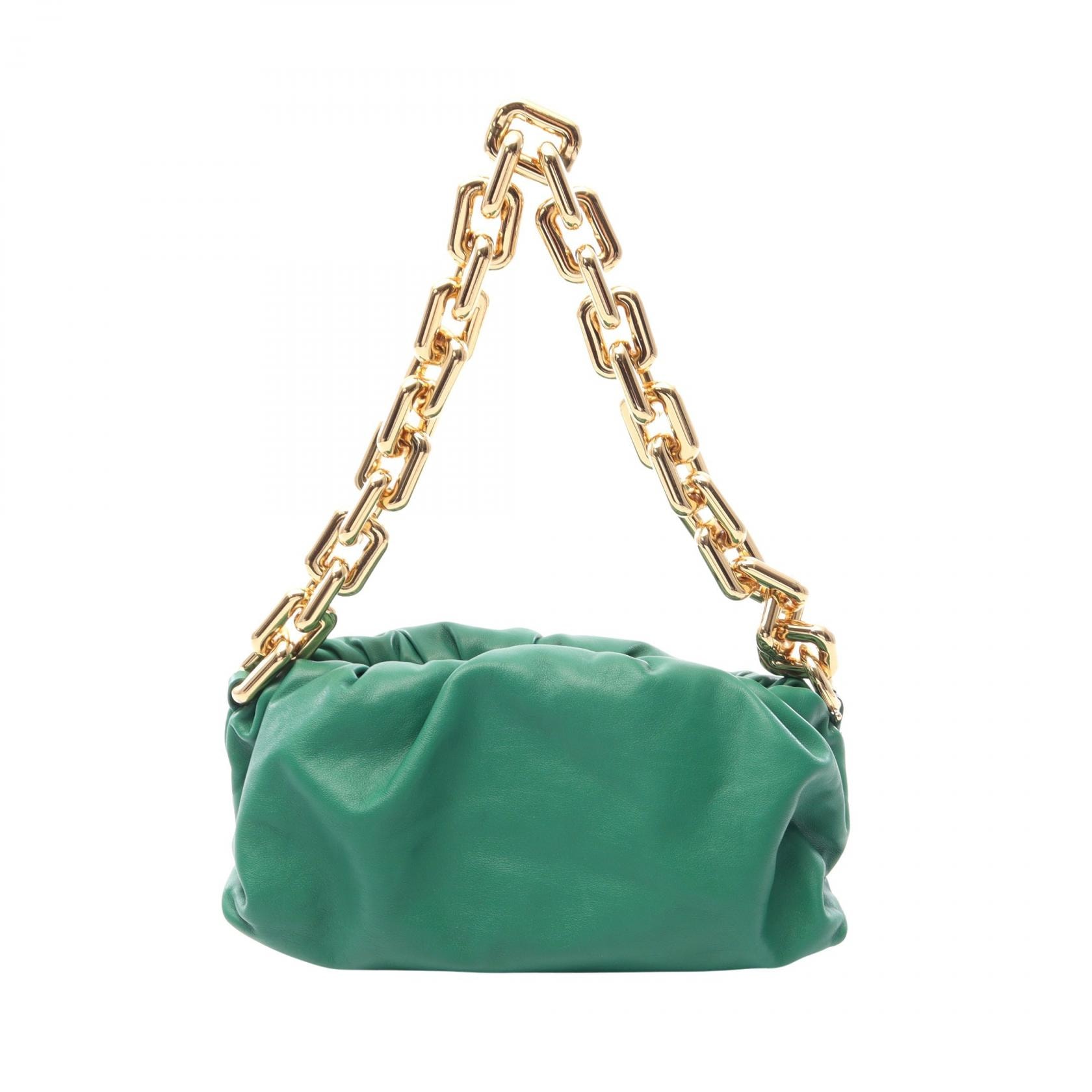 ボッテガヴェネタ BOTTEGA VENETA ザ チェーン ポーチ ショルダーバッグ バッグ レザー レディース グリーン系 【中古】