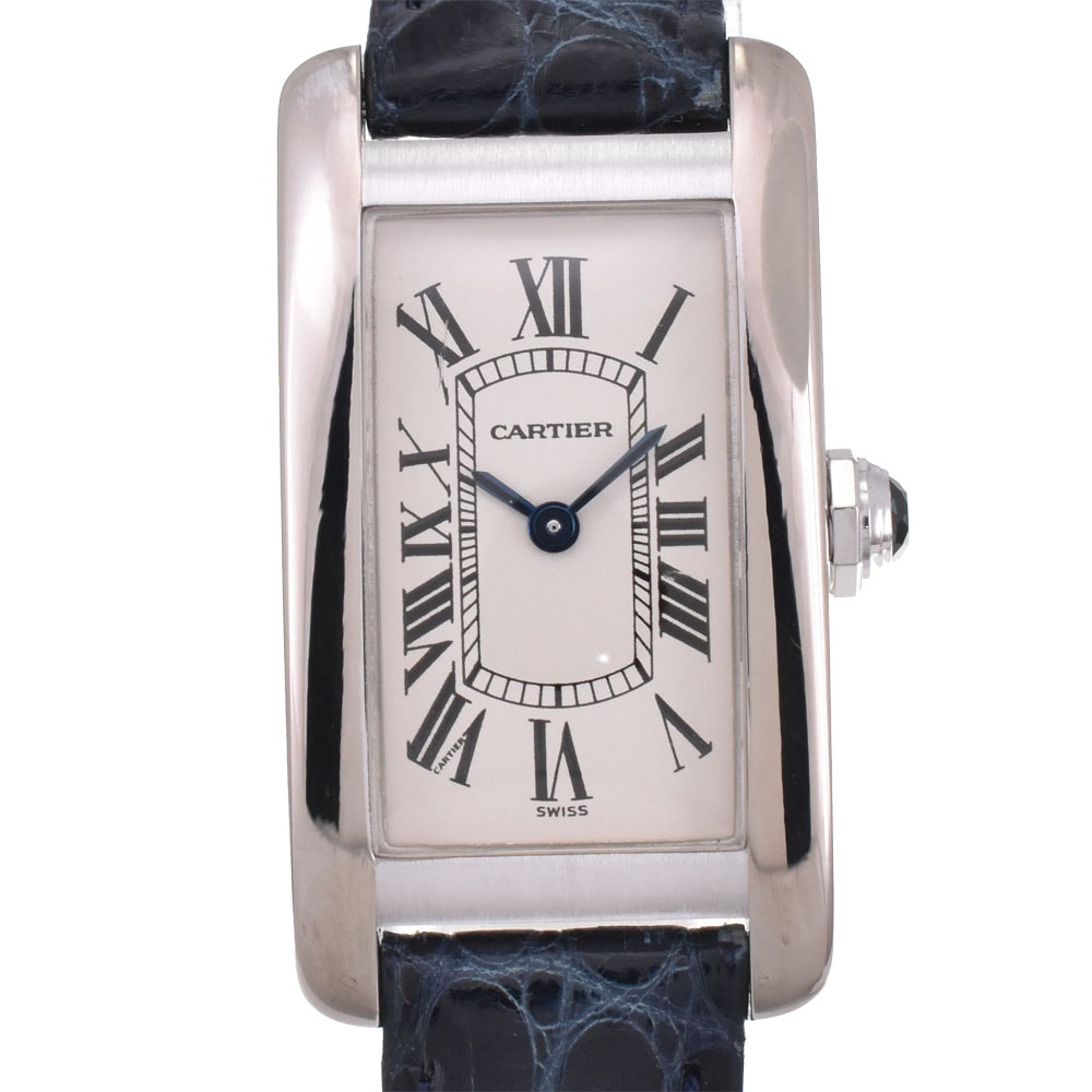 カルティエ CARTIER W2601956 タンク アメリカン K18WG クォーツ レディース 美品 箱・保証書付き M#145048