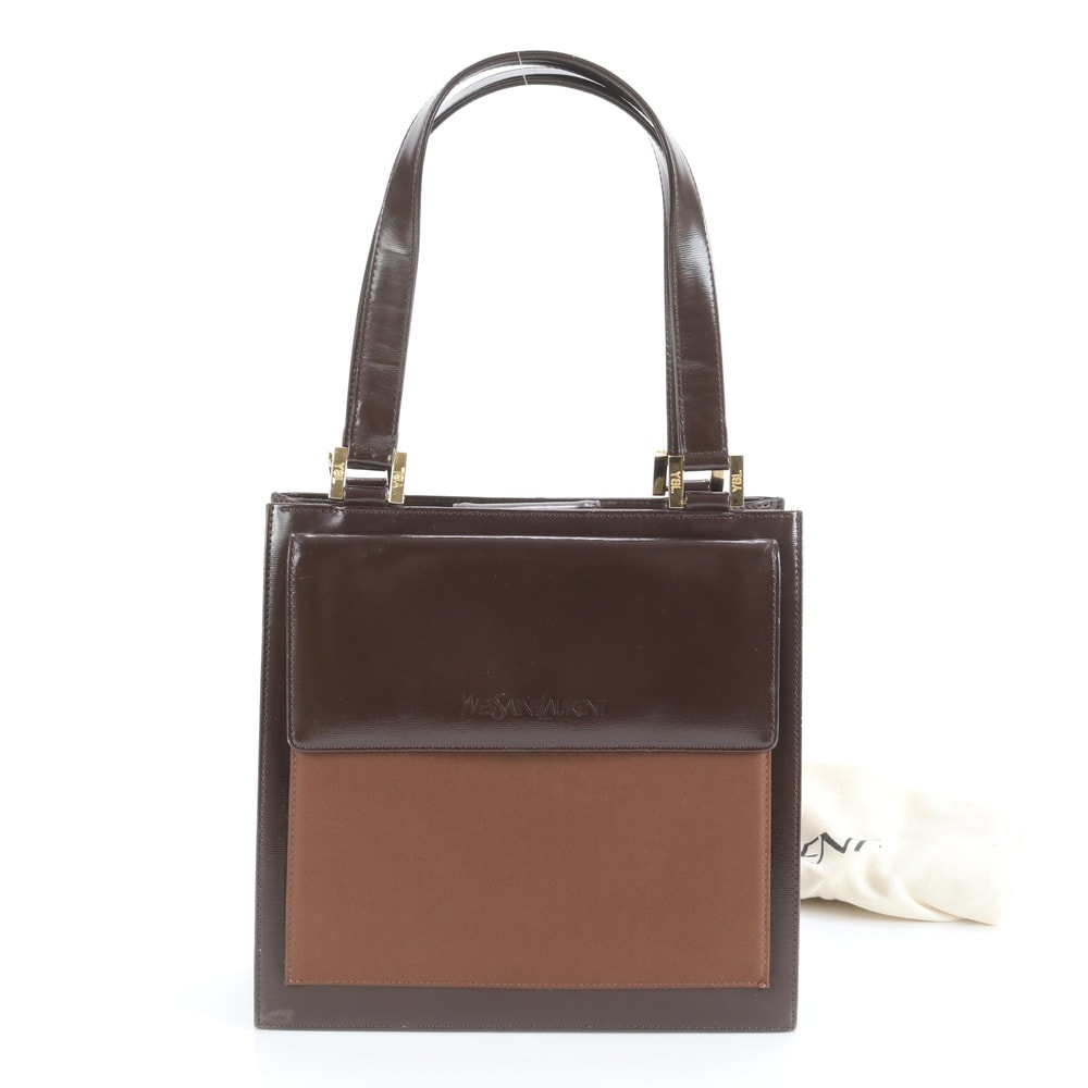 ■極美品 イヴ サンローラン YSLハンドバッグ レザー×ナイロン