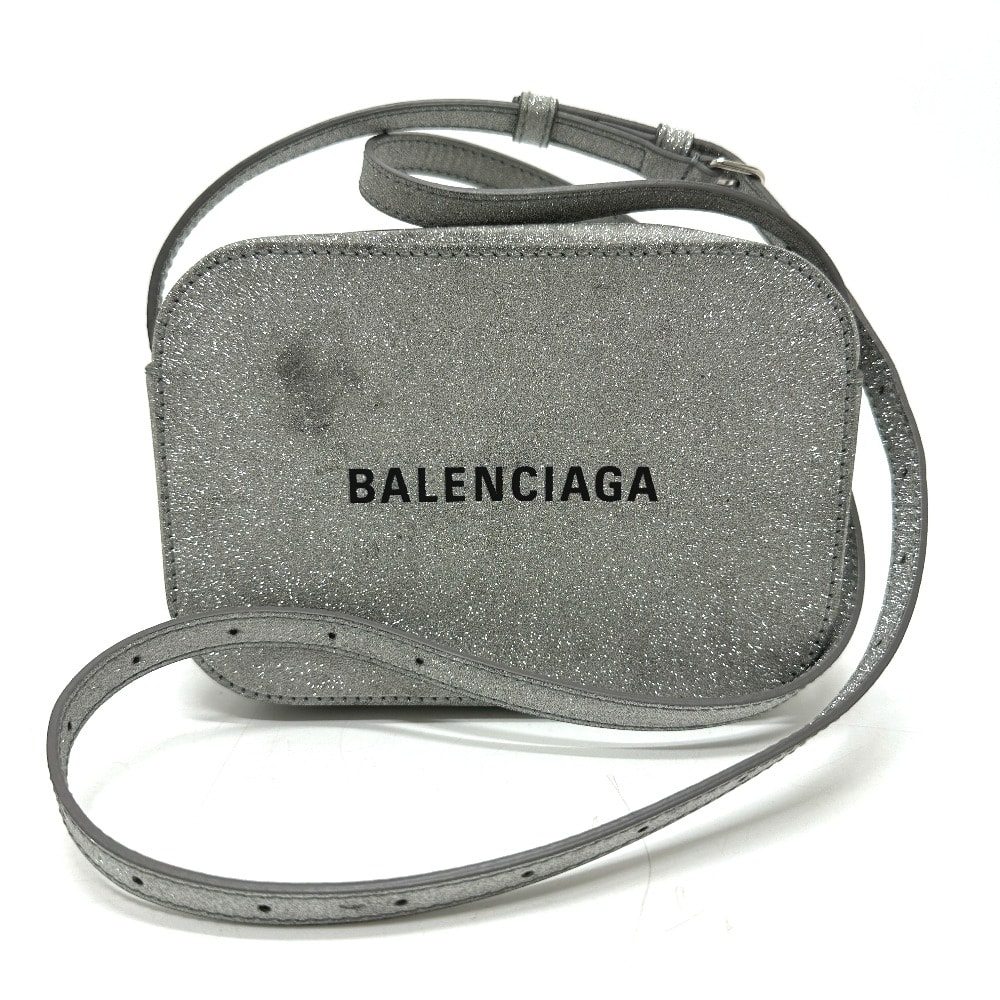 バレンシアガ BALENCIAGA エブリデイ カメラバッグ 552372 ロゴ カバン XSサイズ ショルダーバッグ レザー シルバー