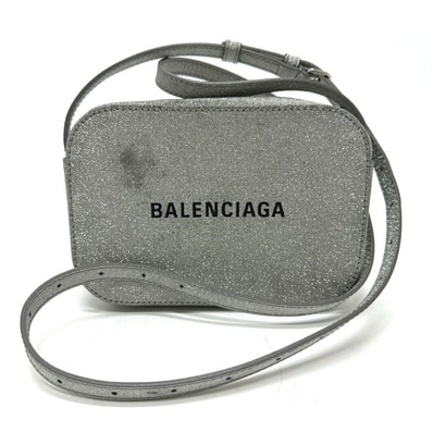 バレンシアガ BALENCIAGA エブリデイ カメラバッグ 552372 ロゴ カバン XSサイズ ショルダーバッグ レザー シルバー