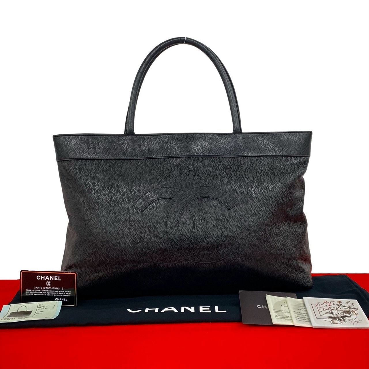 CHANEL シャネル ココマーク キャビアスキン ハンドバッグ ブラック
 330-3