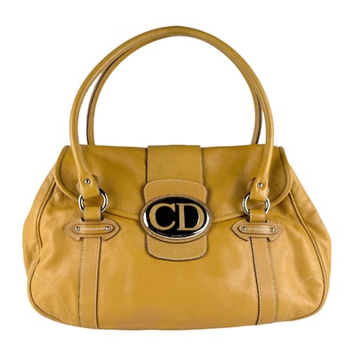 クリスチャンディオール Christian Dior ショルダーバッグ レザー マスタードイエロー レディース【中古】 z8211