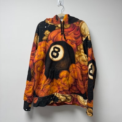 Supreme / Martin Wong Schott 8-Ball Hooded Sweatshirt "Orange"