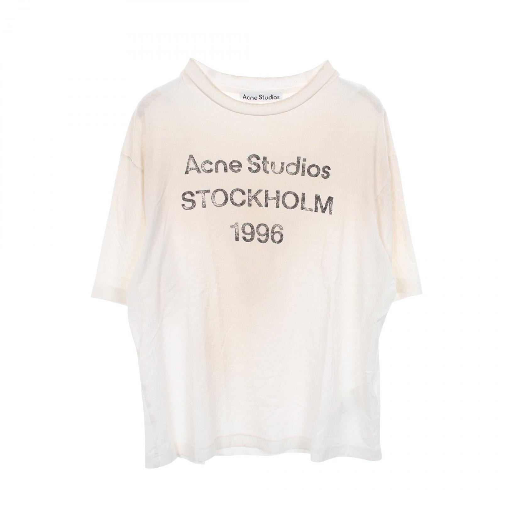 アクネストゥディオズ ACNE STUDIOS ヴィンテージ加工 ロゴ 半袖Tシャツ 衣料品 トップス コットン メンズ ホワイト系 【中古】