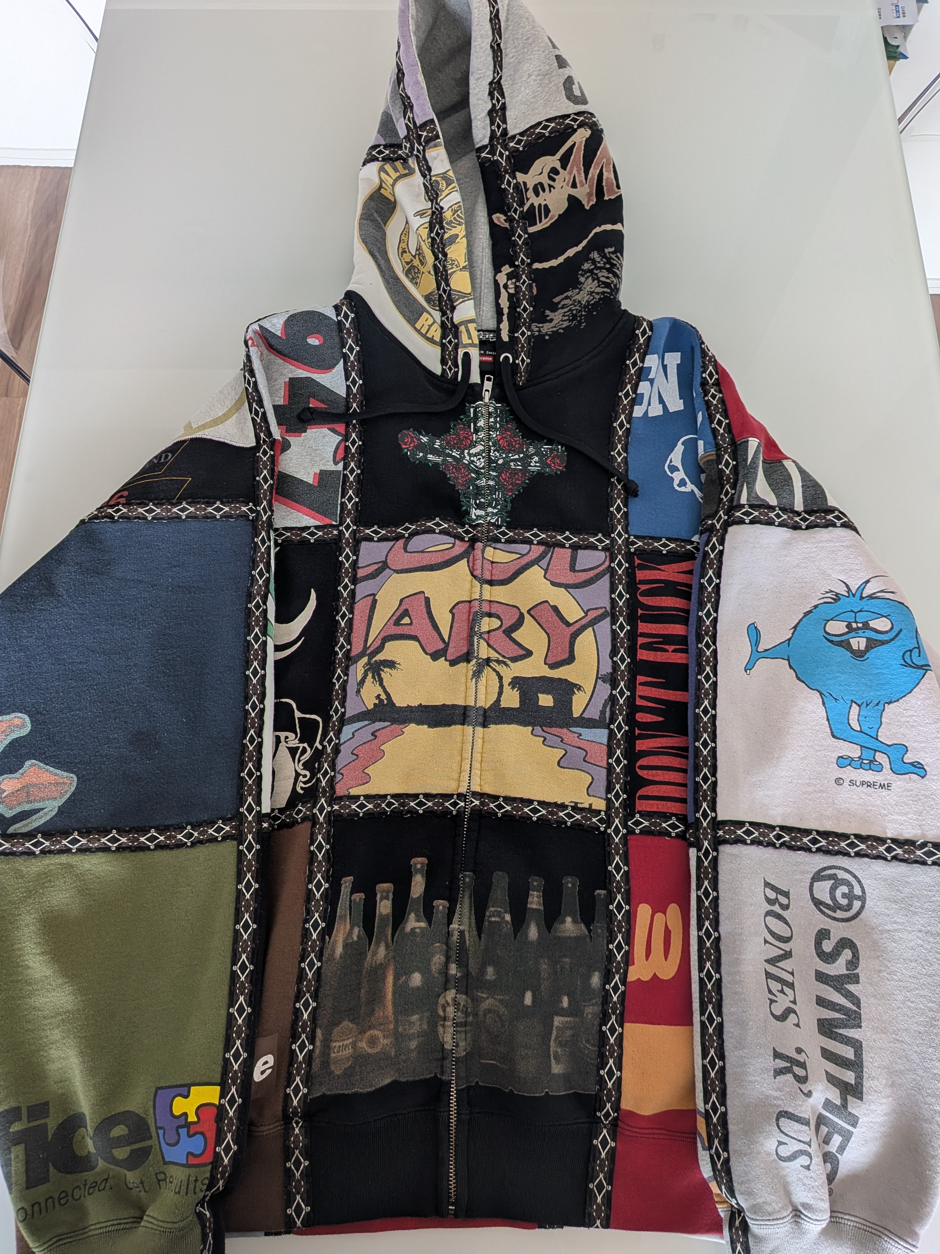 Supreme x Number (N)ine Patchwork Zip Up Hooded Sweatshirt "Multi"