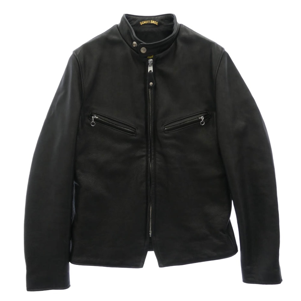 schott ショット レザージャケット 7578 USA製 541XX CAFE RACER JACKET カフェ レーサー レザー スタンドカラー ジャケット ブラック系 36【中古】