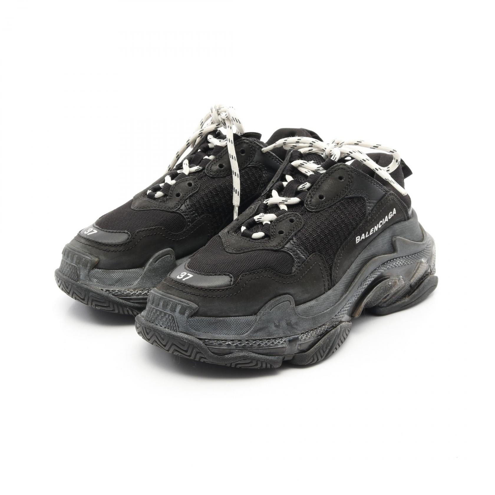 バレンシアガ BALENCIAGA Triple S CLEAR SOLE トリプルS スニーカー 靴 レザー ファブリック レディース ブラック系 【中古】