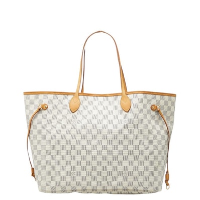 ルイ ヴィトン ダミエ アズール ネヴァーフルGM ショルダーバッグ トートバッグ N51108 ホワイト PVC レザー レディース LOUIS VUITTON 【中古】
