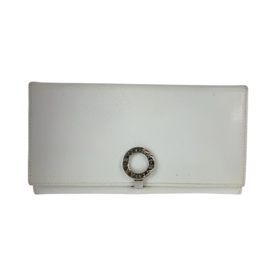 BVLGARI ブルガリ ブルガリブルガリ ホワイト シルバー金具 レザー 長財布 ロングウォレット 1-0292510 【中古】