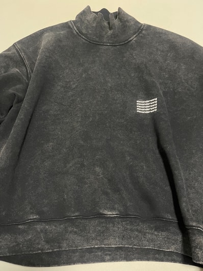 Alexander Wang Dense Fleece Highneck Pullover "Acid Black"