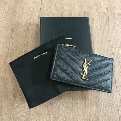 イヴ・サンローラン フラグメント ジップカードケースノワール