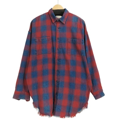 オーバーサイズ カットオフ チェック L/S シャツ【1143169338771】