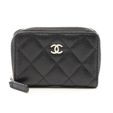 シャネル CHANEL クラシック ジップ コインパース マトラッセ コインケース 財布 キャビアスキン(グレインドカーフ) レディース ブラック系 AP0216 【中古】