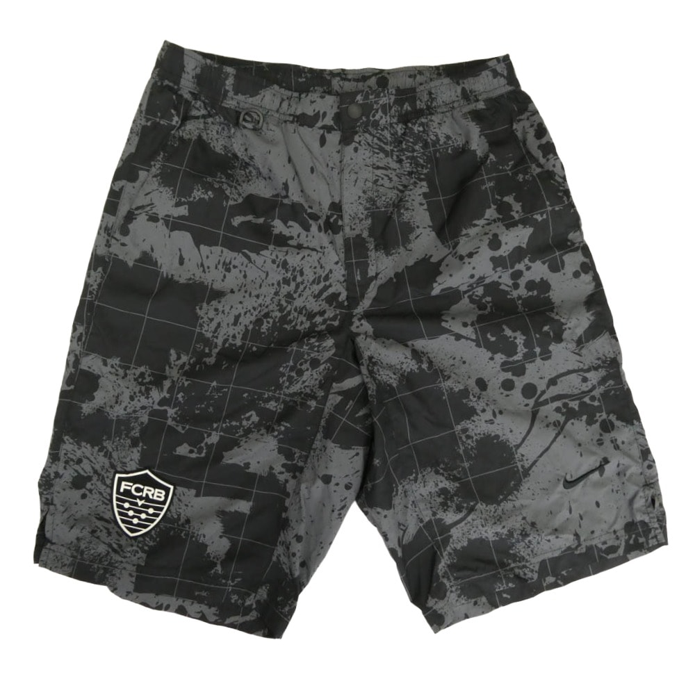 NIKE ナイキ ショートパンツ 15AW 789527-012 × F.C.Real Bristol レアルブリストル FIVE WARM UP SHORTS ラバーワッペン 総柄 ナイロン ショーツ ハーフパンツ ブラック系 グレー系 S【中古】