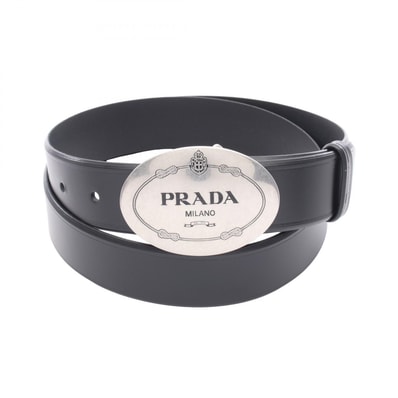 プラダ PRADA ロゴ ベルト 衣料品 レザー メンズ ブラック系 23M006 【中古】