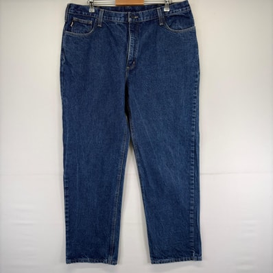 古着 カーハート Carhartt デニム パンツ 5ポケット 大きいサイズ ワンポイント ジップ ジーパン w42 L34 ブルー メンズ