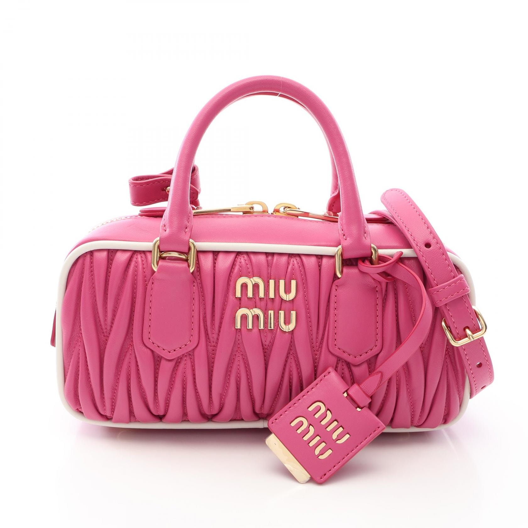 ミュウ ミュウ Miu Miu MATELASSE マテラッセ 2WAY ハンドバッグ バッグ レザー レディース ピンク系 5BB142 【中古】
