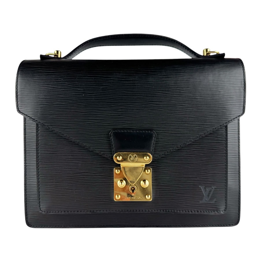 ルイ ヴィトン LOUIS VUITTON ハンドバッグ エピ モンソー エピレザー ブラック ゴールド メンズ M52122【中古】 z10199