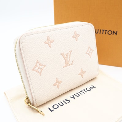 美品 LOUIS VUITTON ルイ・ヴィトン モノグラム アンプラント ジッピー コインパース モノグラム バイカラー M14563 二つ折り財布 ピンクベージュ ベージュ カウハイド レディース