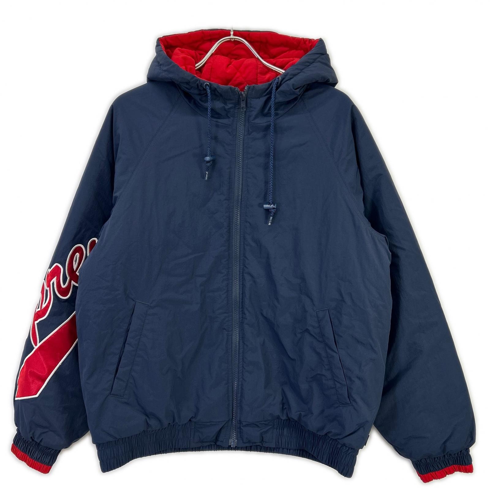 シュプリーム 18SS ネイビー×レッド スクリプトロゴ フーディジャケット M