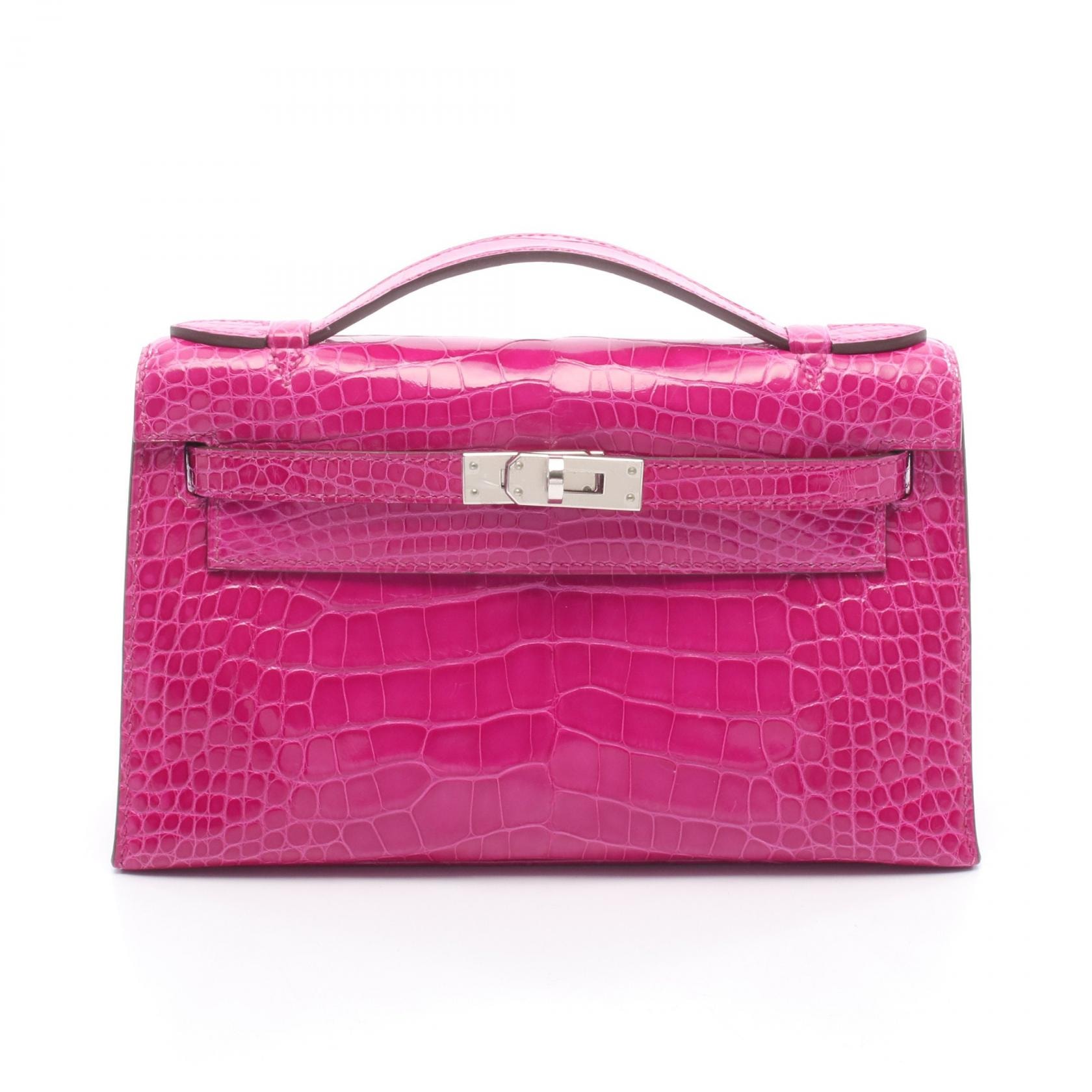 エルメス HERMES ポシェットケリー ミニ ローズシェヘラザード ハンドバッグ バッグ アリゲーターリセ C刻印(2018年製造) レディース ピンク系 053062CK 【中古】