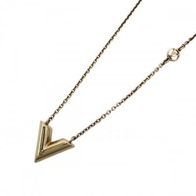 LOUIS VUITTON ルイヴィトン ネックレス エセンシャル V ペンダント アクセサリー アジャスター付き 男女兼用 メンズ レディース M00857 ゴールド ユニセックス 約9.3g 美品【中古品】
