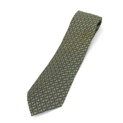 【中古】 エルメス ネクタイ シルク ネイビー イエロー ビジネス アパレル メンズ 男性 HERMES