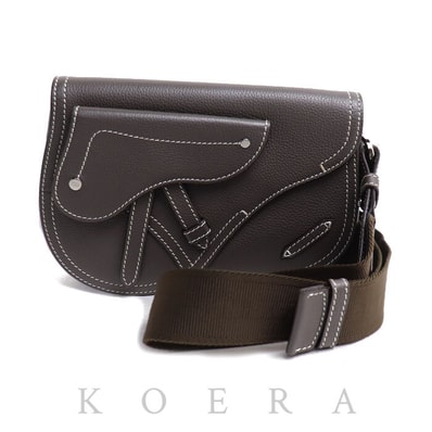Dior ディオール サドル ボディバッグ ブラウングレー 1ADPO095YKY ユニセックス【中古】